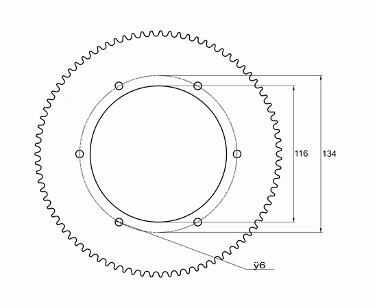 Bild 2 - sprocket aluminium  type 219   teeth: 70