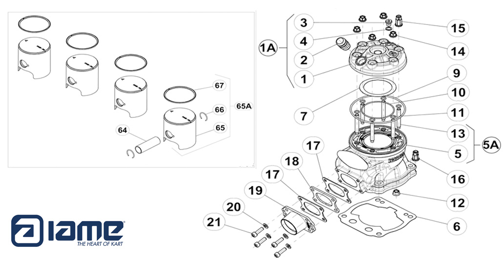engines IAME spare parts IAME S125,cylinder and piston IAME S125