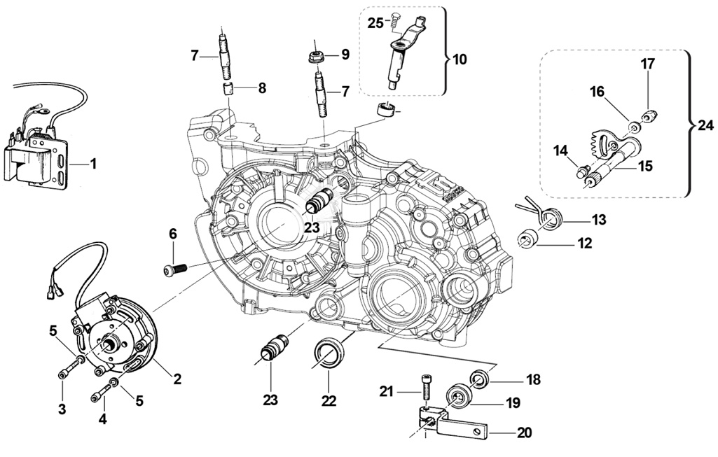 engines TM spare parts KZ R1,crank case II KZ R1