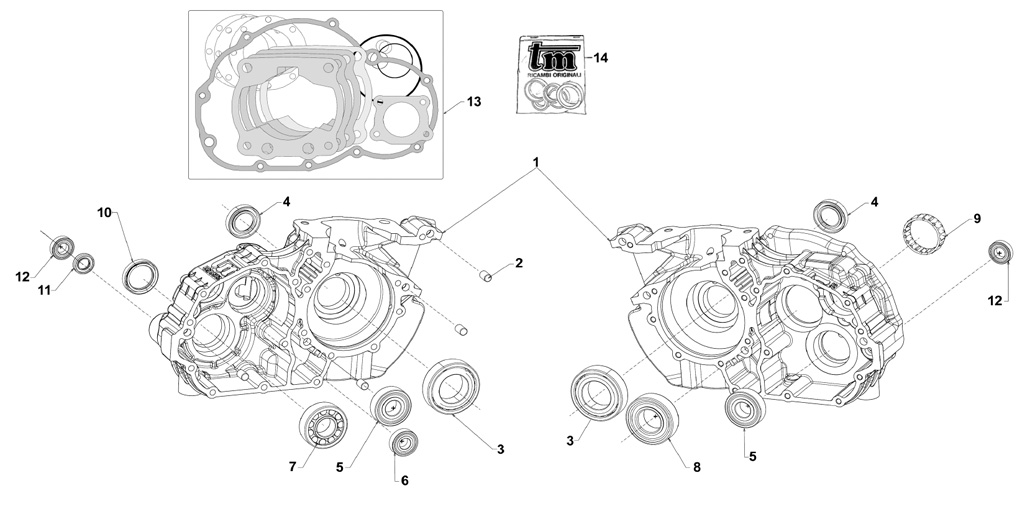 engines TM spare parts KZ R1,crank case I KZ R1