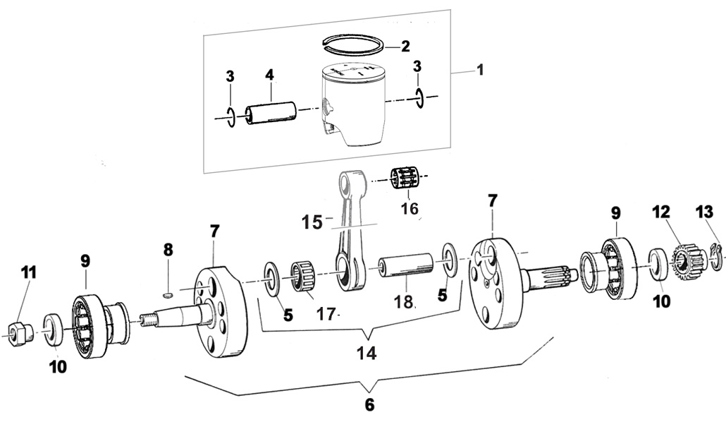 engines TM spare parts KZ R1,crankshaft KZ R1