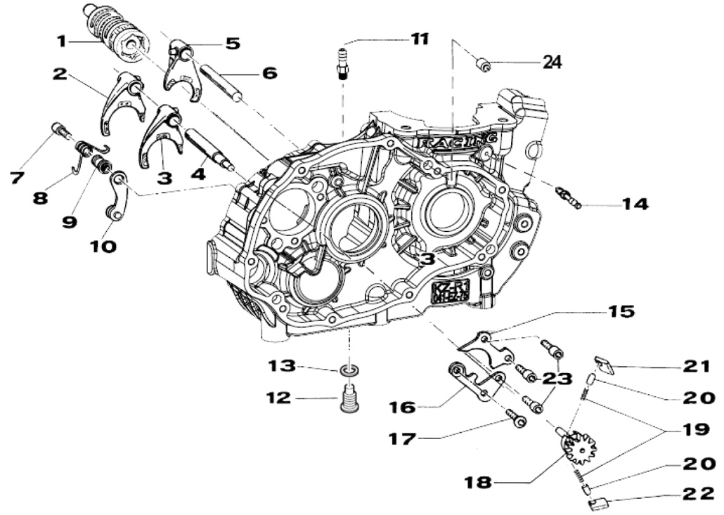 engines TM spare parts KZ R1,shifting group KZ R1