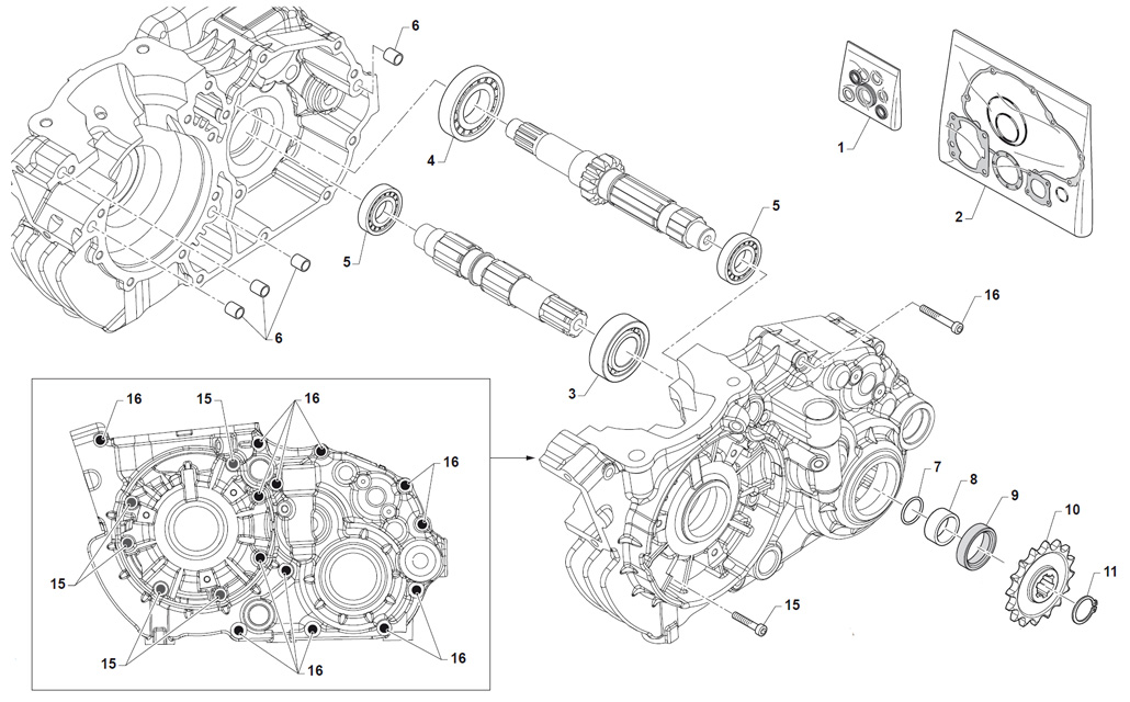 engines TM spare parts KZ R2,crank case II KZ R2