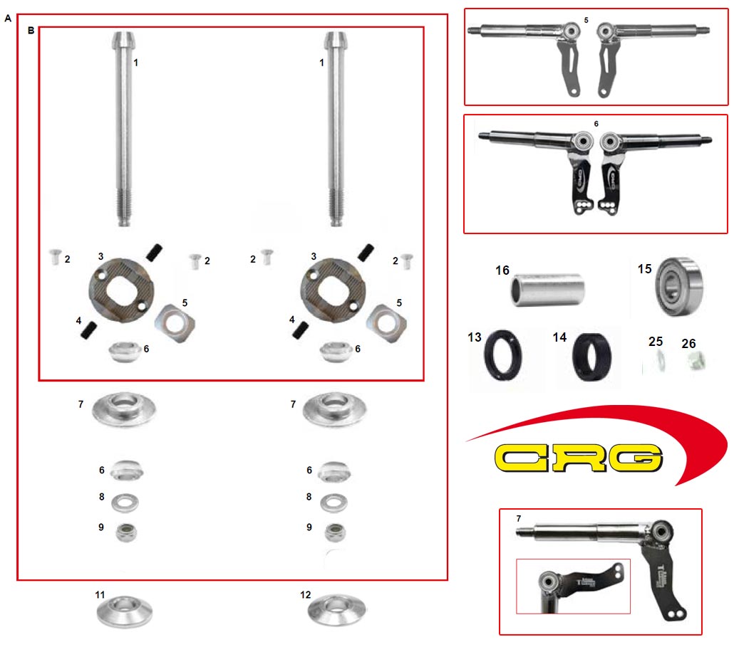 steering group spindles and accessories,CRG stub axles,CRG type OK