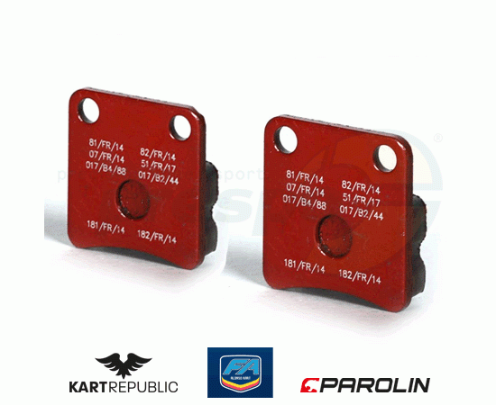 Bild 1 - set of brake pads  KR/FA-KART   type: KZ front, Mini     model: red