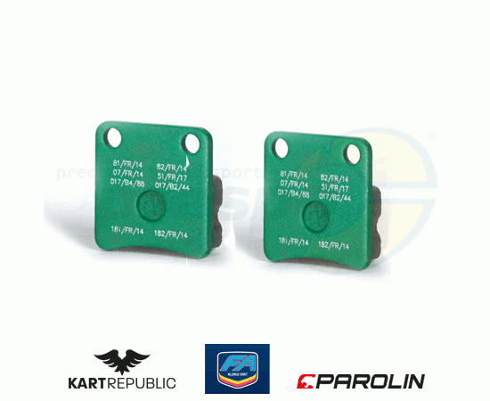 Bild 1 - set of brake pads  KR/FA-KART   type: KZ front, Mini     model: green
