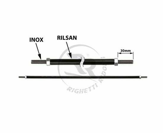 Bild 1 - draw pin   M 6   length:  550mm INOX + plastic shell