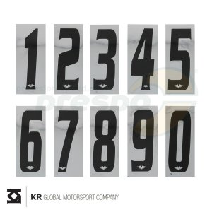 adhesive number ''KR''  black/ silver ground